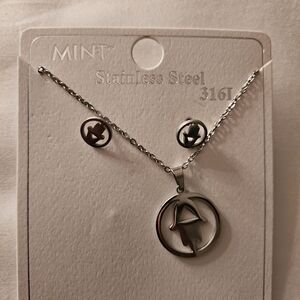 Stainless Steel Necklace Set - Silver HAMSA